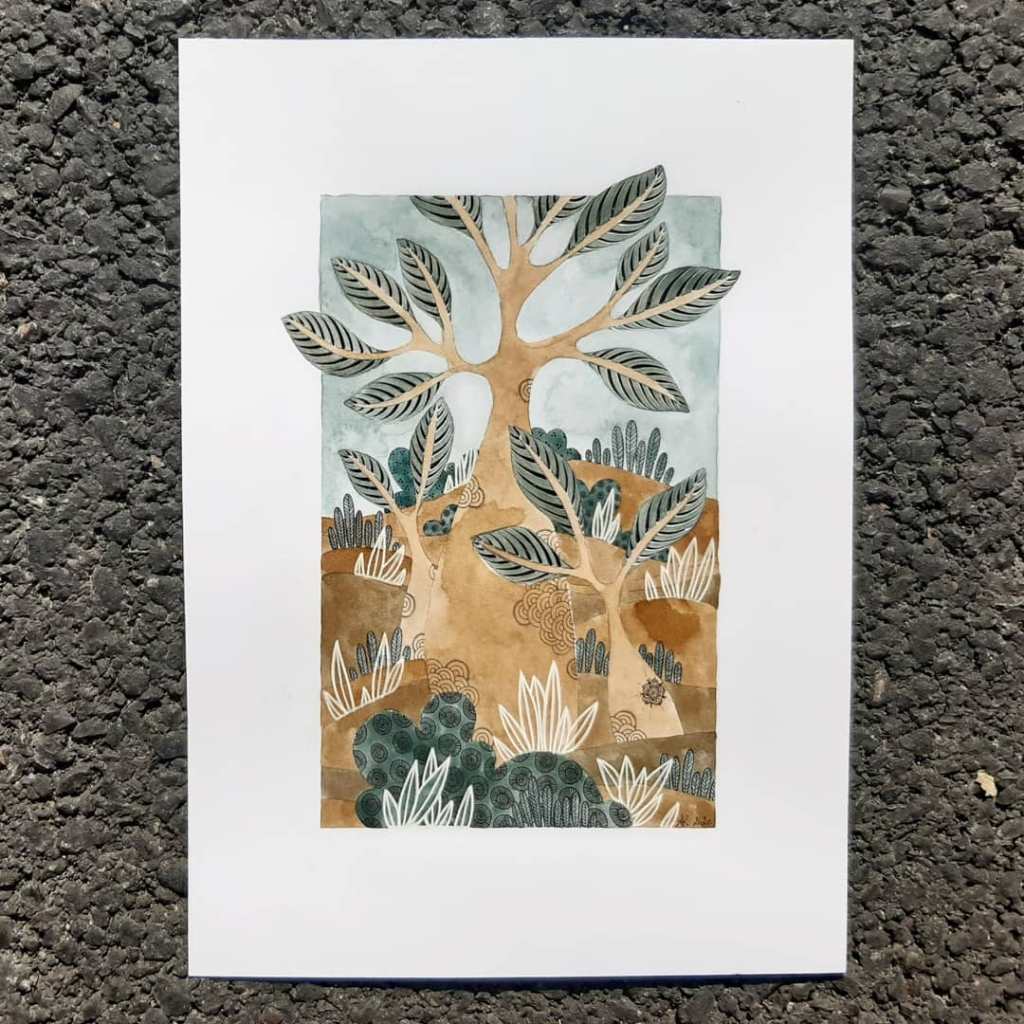 VENDU
Café, aquarelle et découpe
Illustration Annie Kergoat 2021