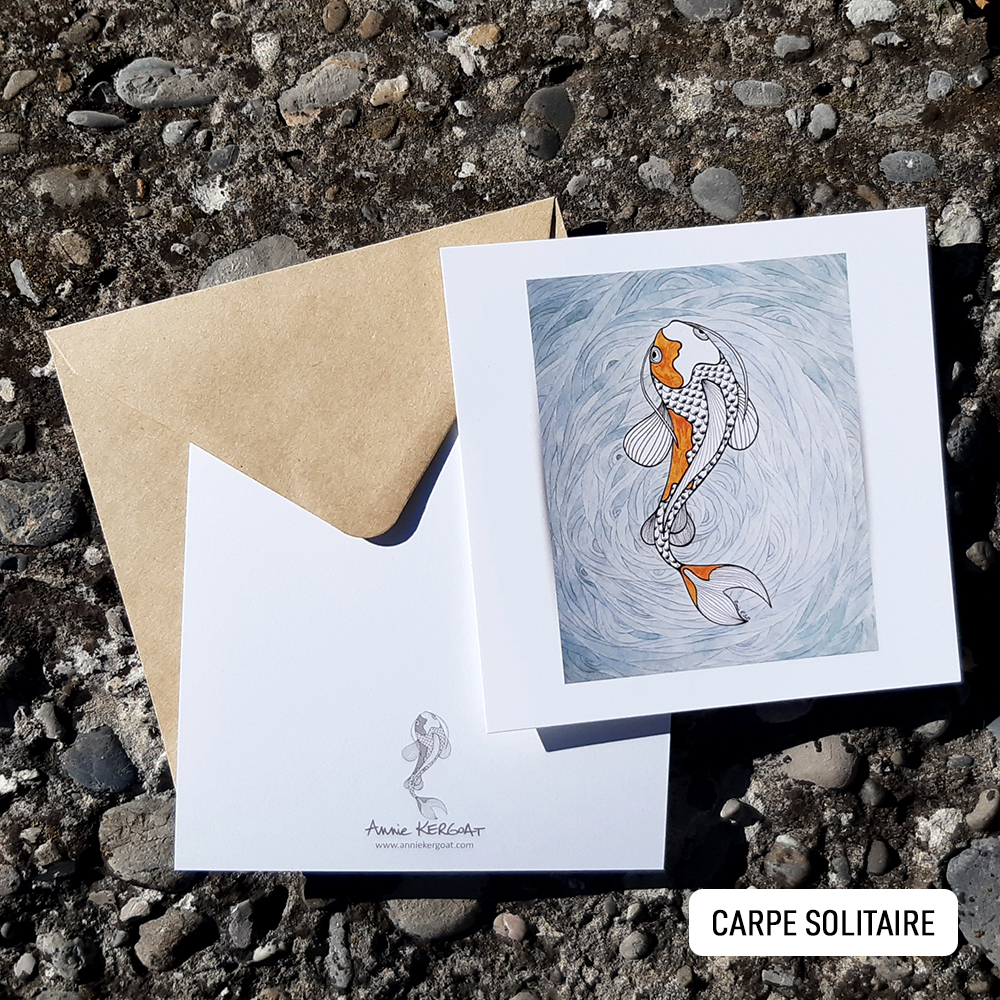 Carpe Solitaire, carte postale illustrée, illustration Annie Kergoat.