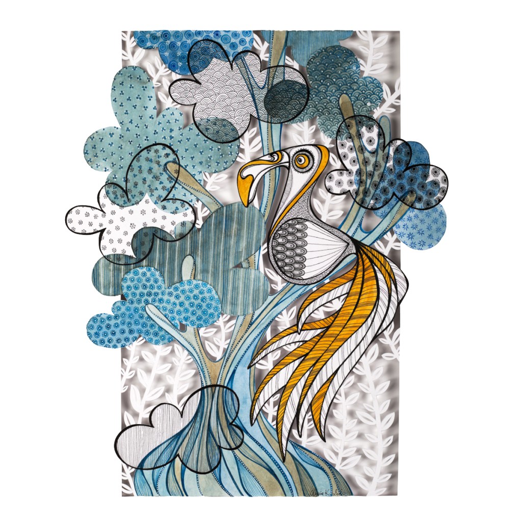 Perroquet
Café, aquarelle et découpe
Disponible en format carte postale
Illustration Annie Kergoat 2021