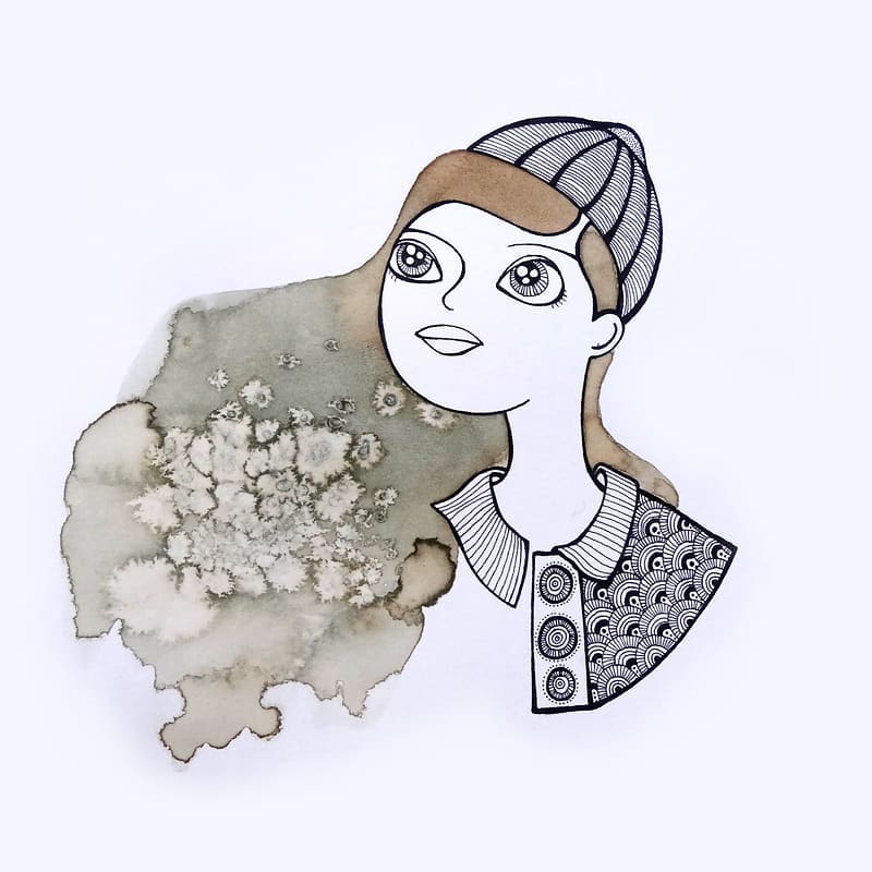 Portrait
Café, aquarelle et motifs
Illustration Annie Kergoat 2017