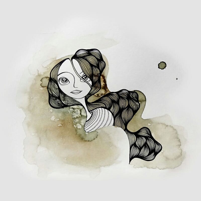 Portrait
Café, aquarelle et motifs
Illustration Annie Kergoat 2017